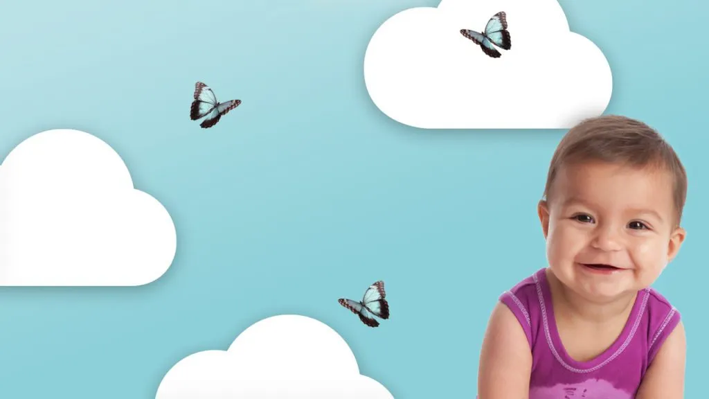 video thumbnail infant child with clouds and butterflies