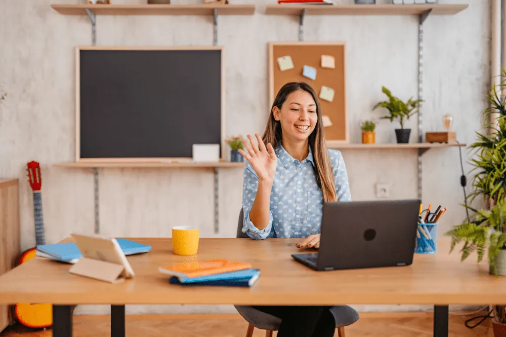 Teacher taking online professional development course.