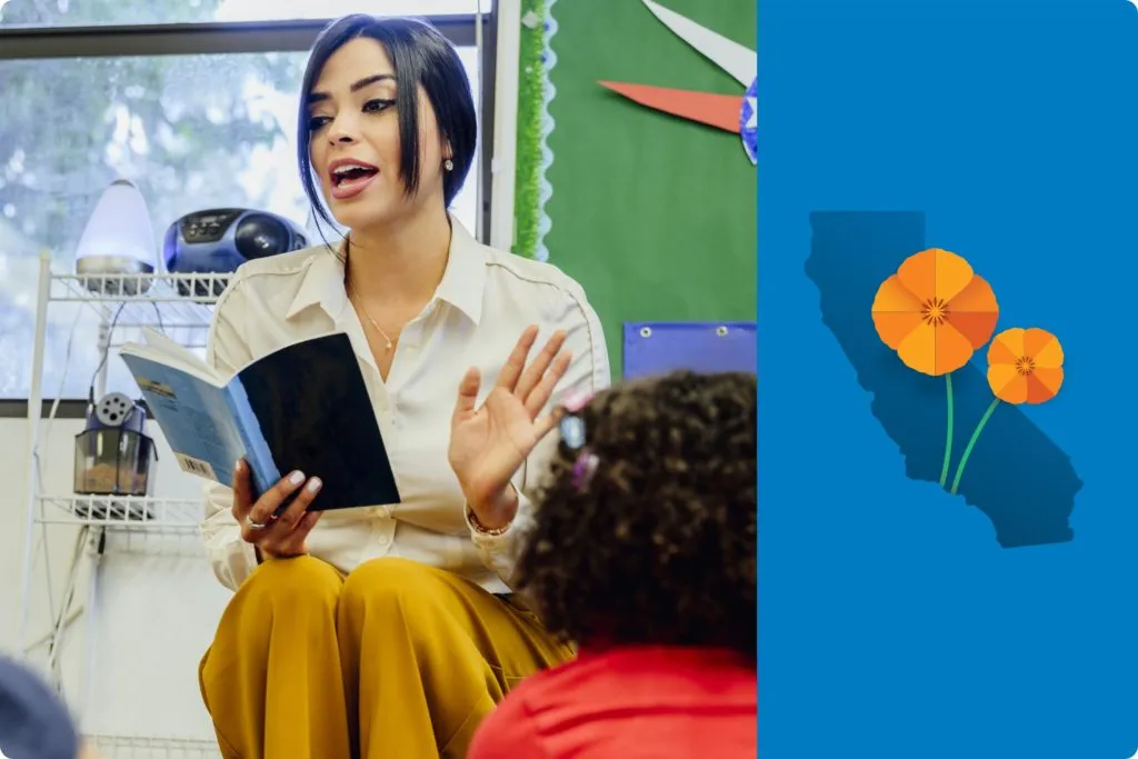 kindergarten teacher reading to children in her classroom
