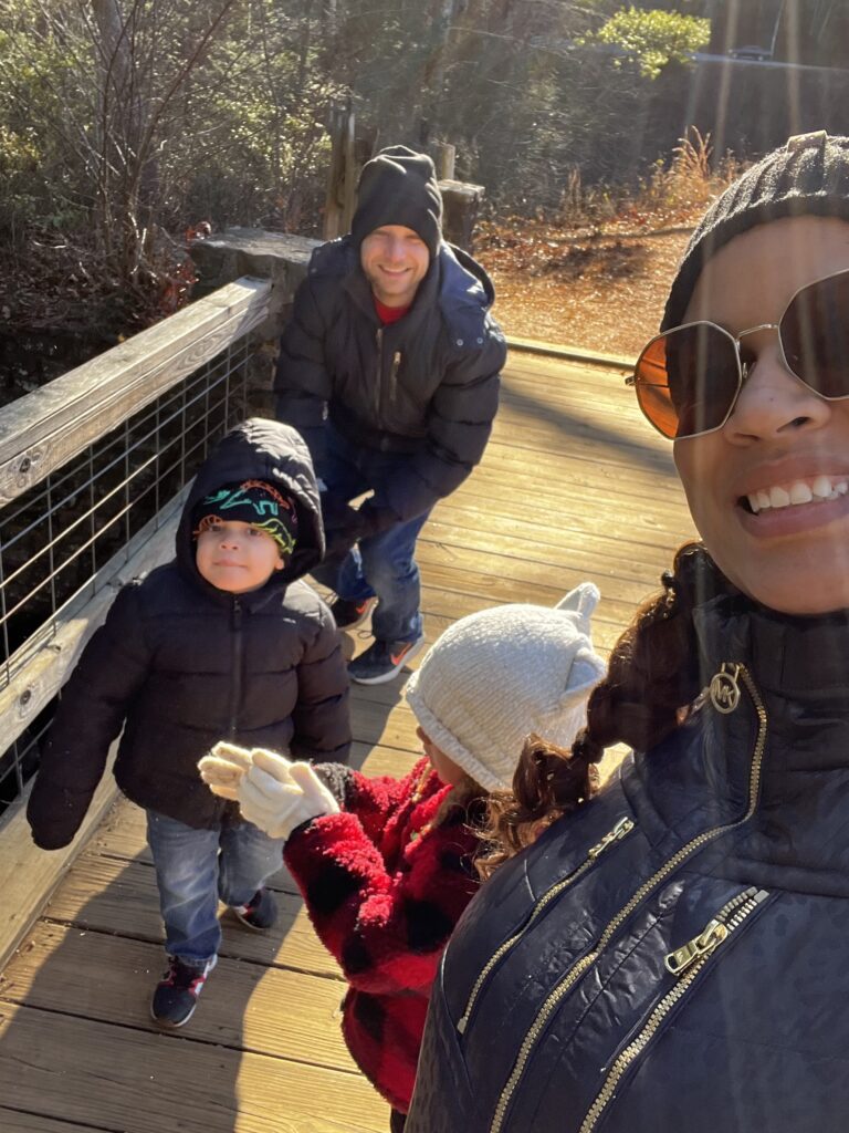 Kayla and her family on a walk. 